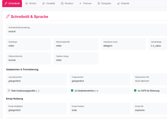 Avatar-System Interface - Kunden-Avatar und Schreib-Avatar Konfiguration